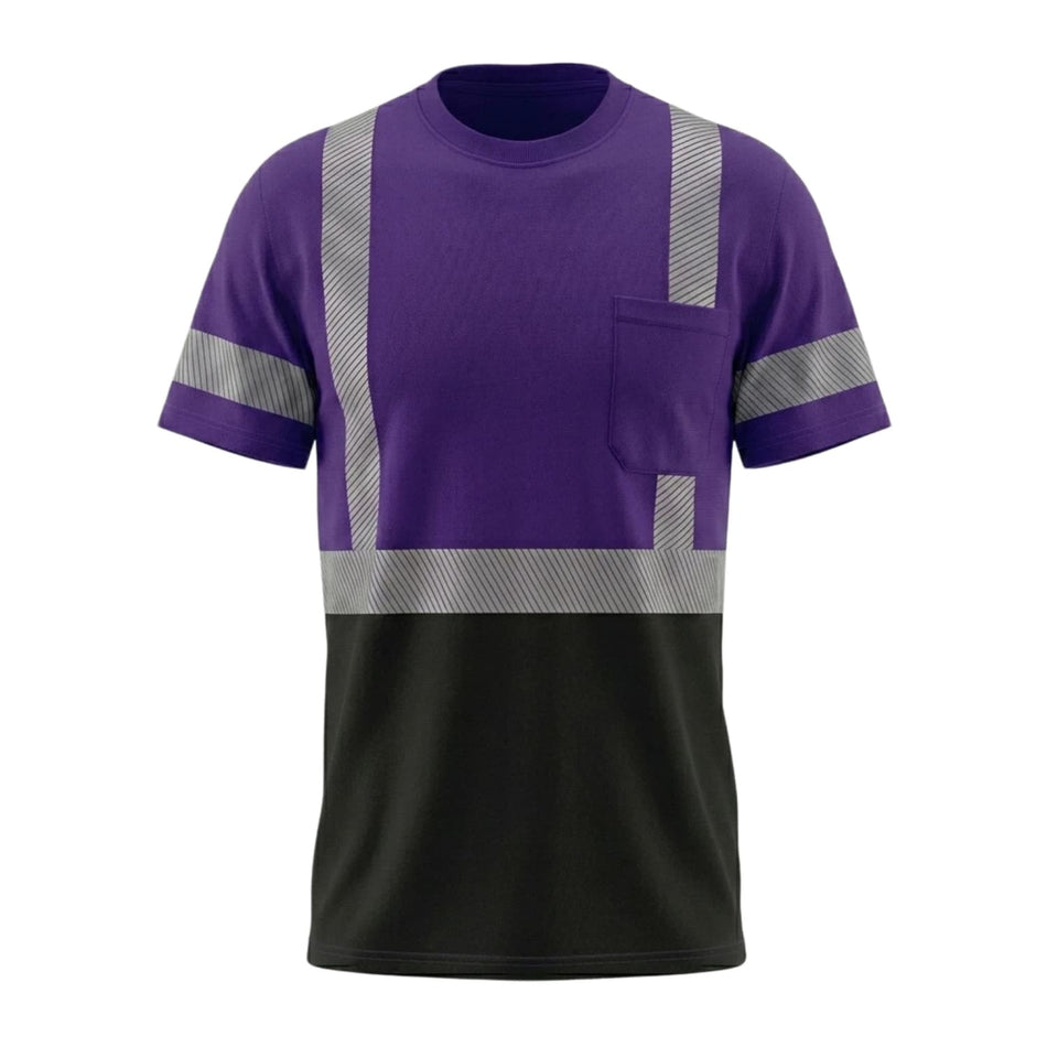 SMASYS Kurzarm-Sicherheits-T-Shirt mit silberfarbenem, schräg geschnittenem Reflexband