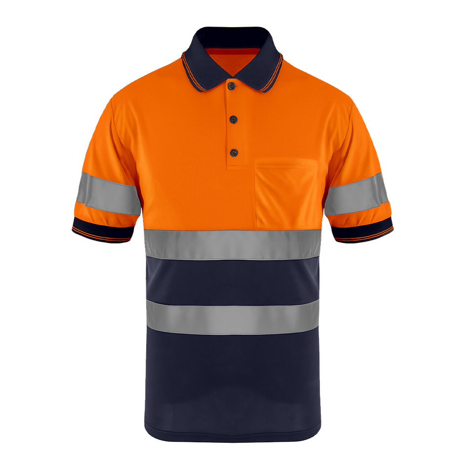SMASYS Quick Dry Hi Vis Polo Shirt, Safety T-shirt with Black Bottom