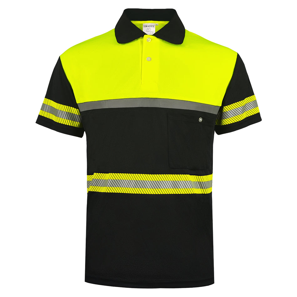 SMASYS High Reflective Polo Shirts with Pocket, Hi-Vis Safety T-Shirts