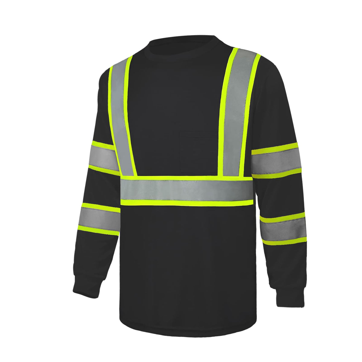 SMASYS Hi Vis Long Sleeve Safety Shirts Construction Dual-Tone Reflective Strips with Chest Pocket