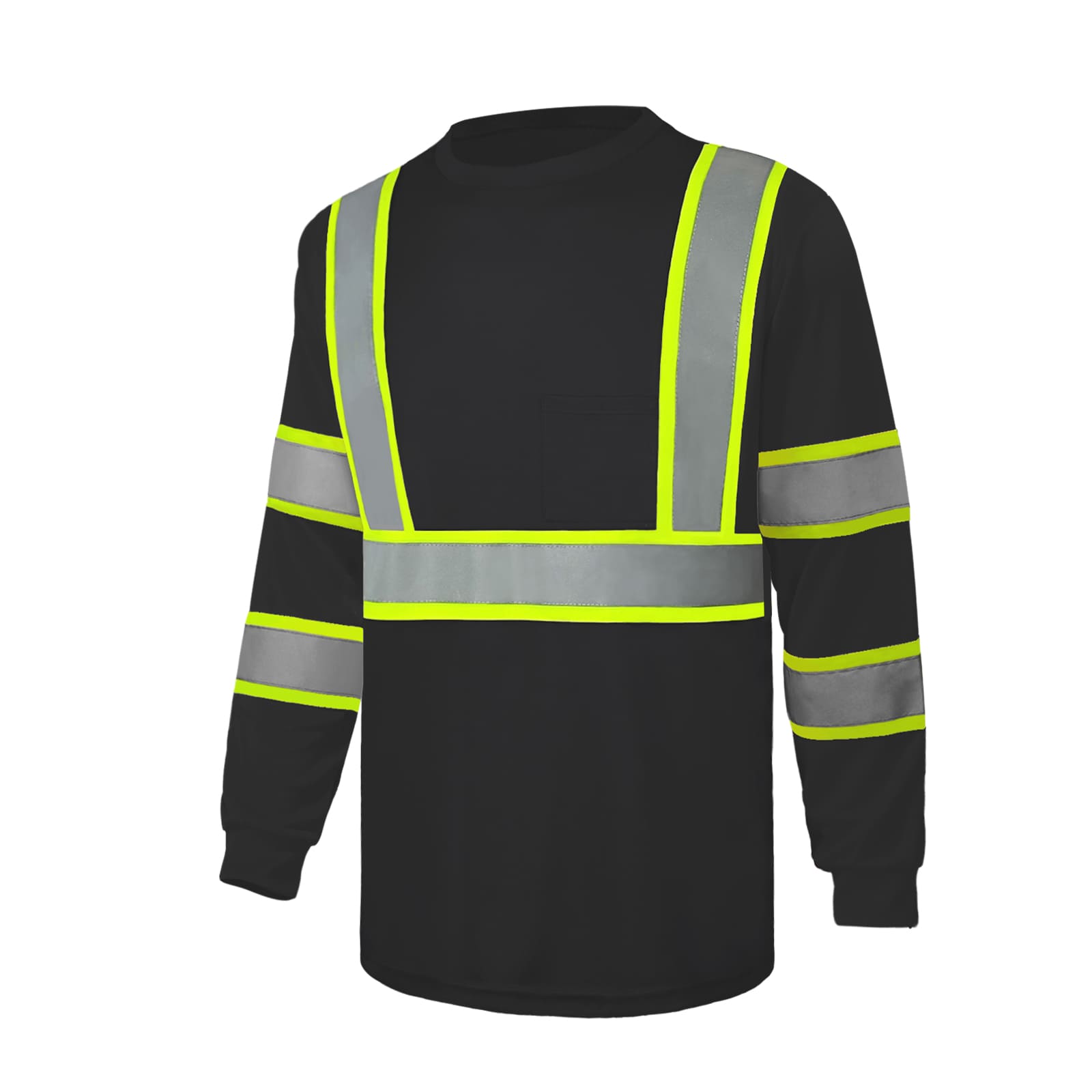 SMASYS Hi Vis Long Sleeve Safety Shirts Construction Dual-Tone Reflective Strips with Chest Pocket