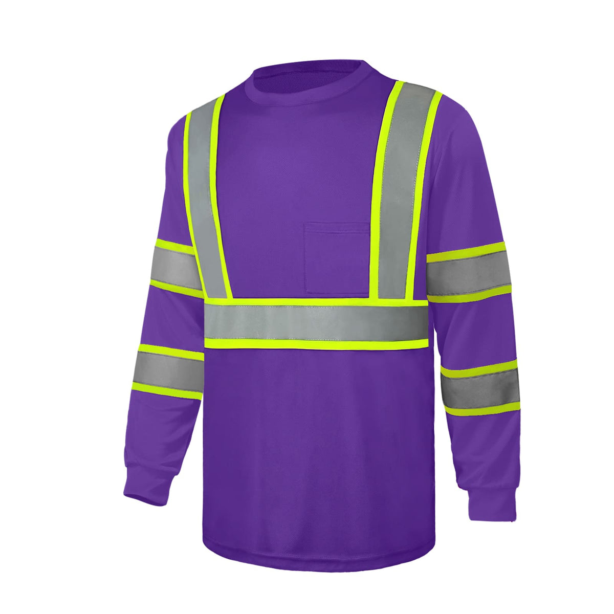 SMASYS Hi Vis Long Sleeve Safety Shirts Construction Dual-Tone Reflective Strips with Chest Pocket