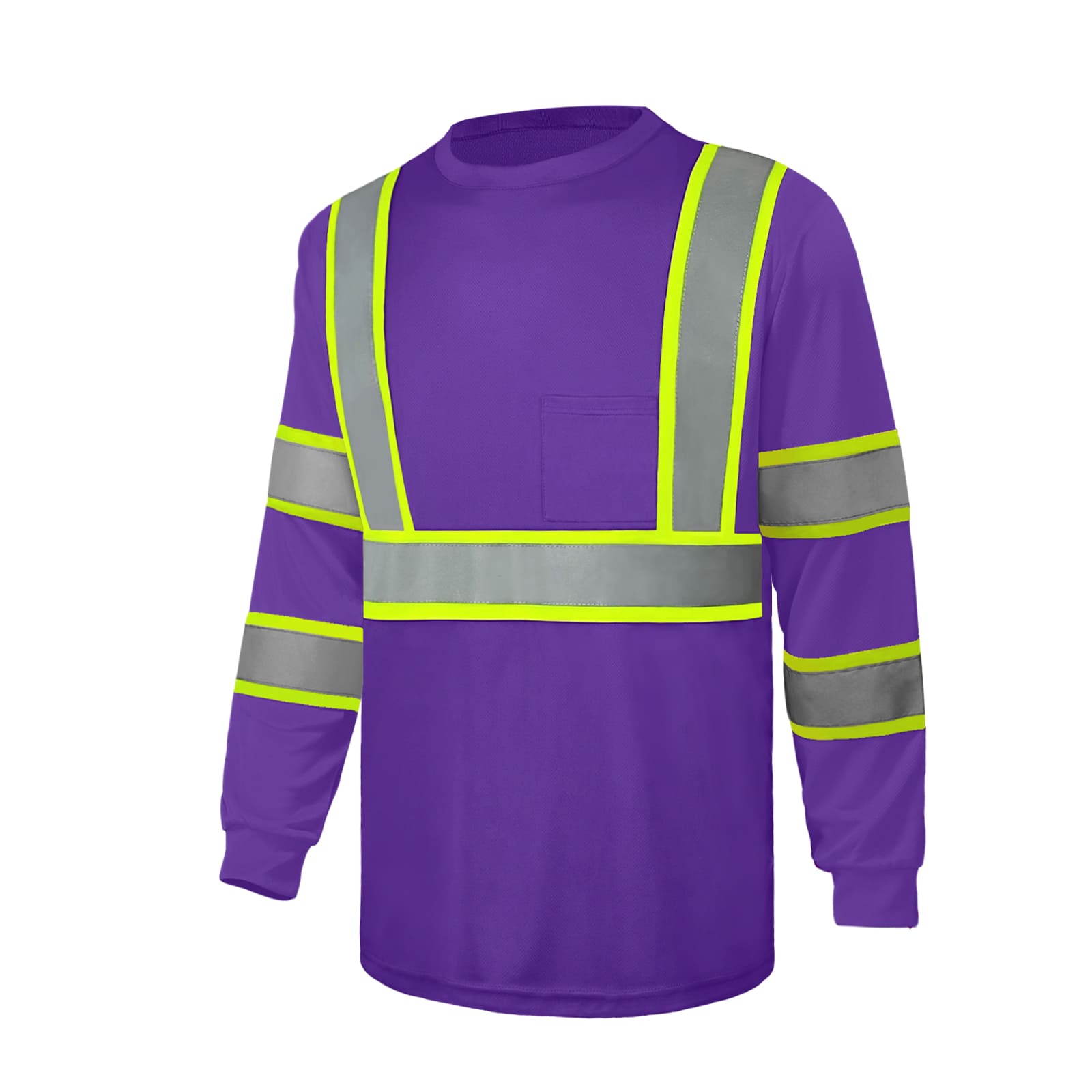 SMASYS Hi Vis Long Sleeve Safety Shirts Construction Dual-Tone Reflective Strips with Chest Pocket