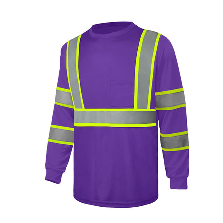 SMASYS Hi Vis Long Sleeve Safety Shirts Construction Dual-Tone Reflective Strips with Chest Pocket
