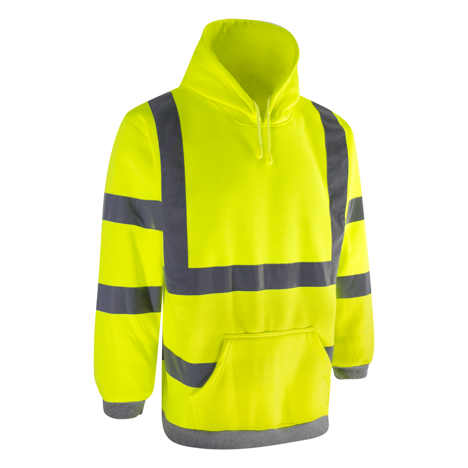 SMASYS Hi Vis Hoodie, ANSI Class 2 Yellow&Gray Safety Reflective Hoodie
