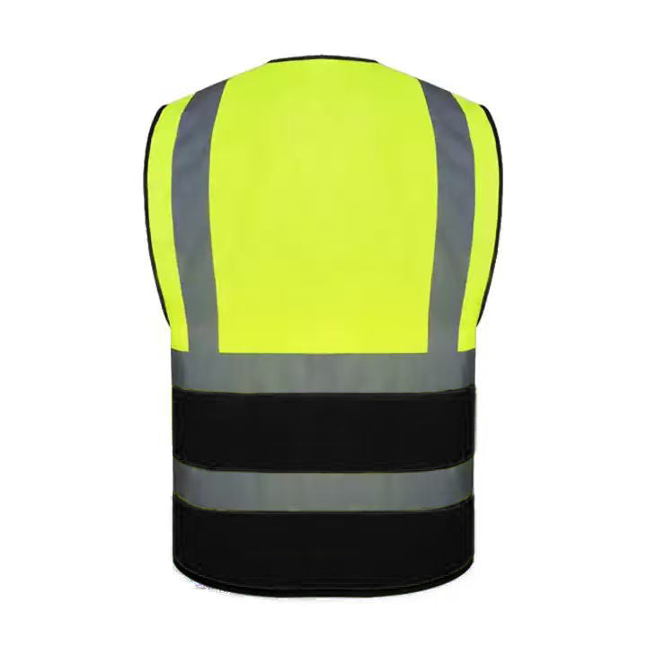 SMASYS Yellow Black Reflective Safety Vest with Multiple Pockets