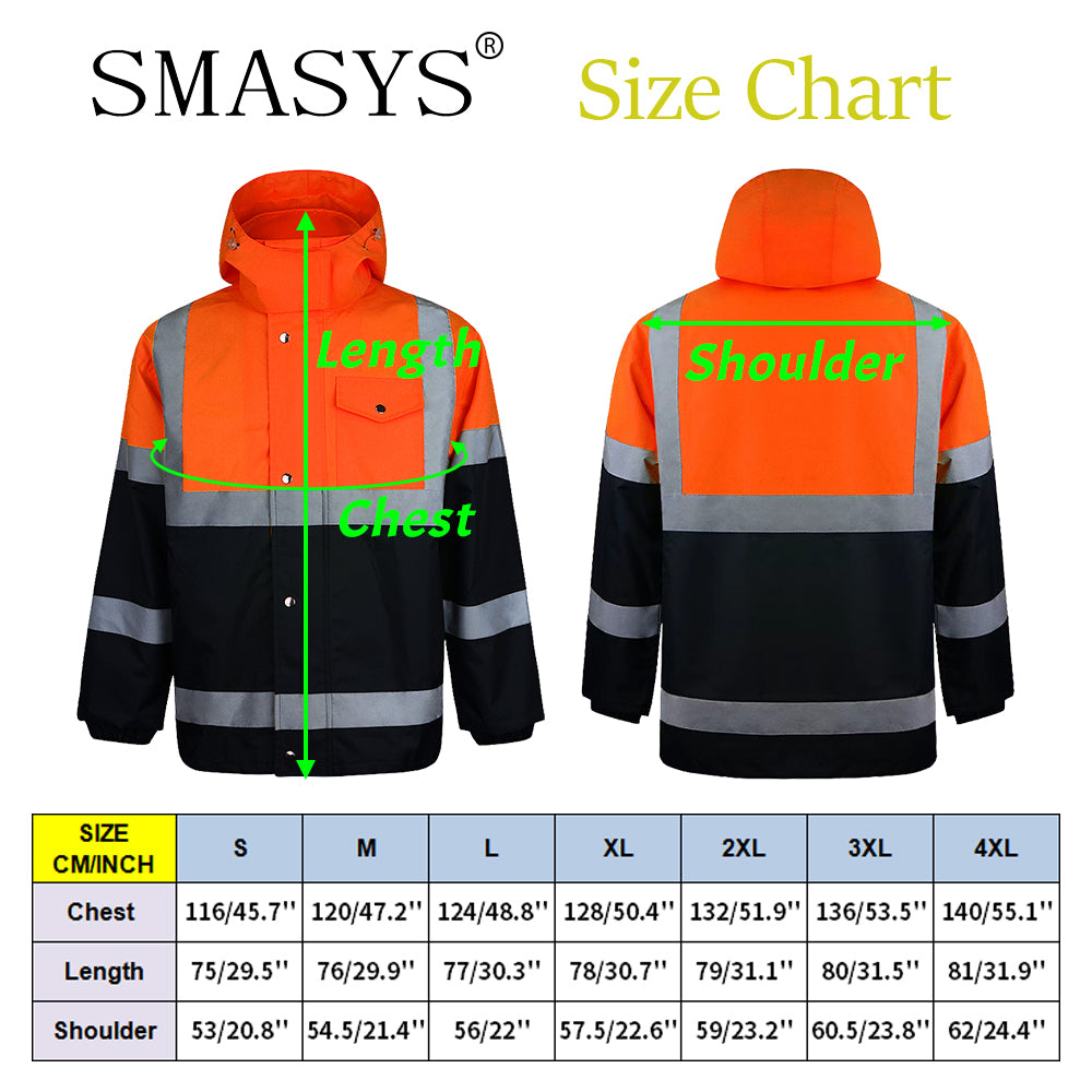 SMASYS Safety Jacket, High Visibility Waterproof Raincoat with