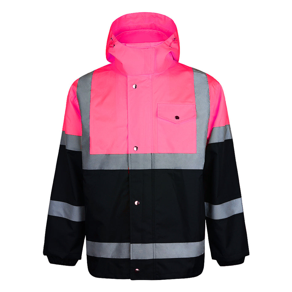 SMASYS Safty Jacket, High Visibility Waterproof Raincoat with Hood