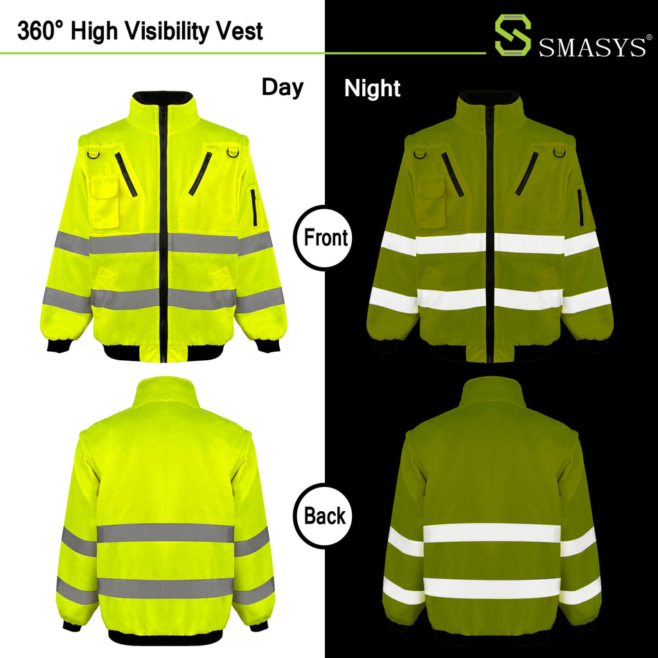 SMASYS 2 in 1 Type R Class 2 Safety Jacket With Fleece Liner