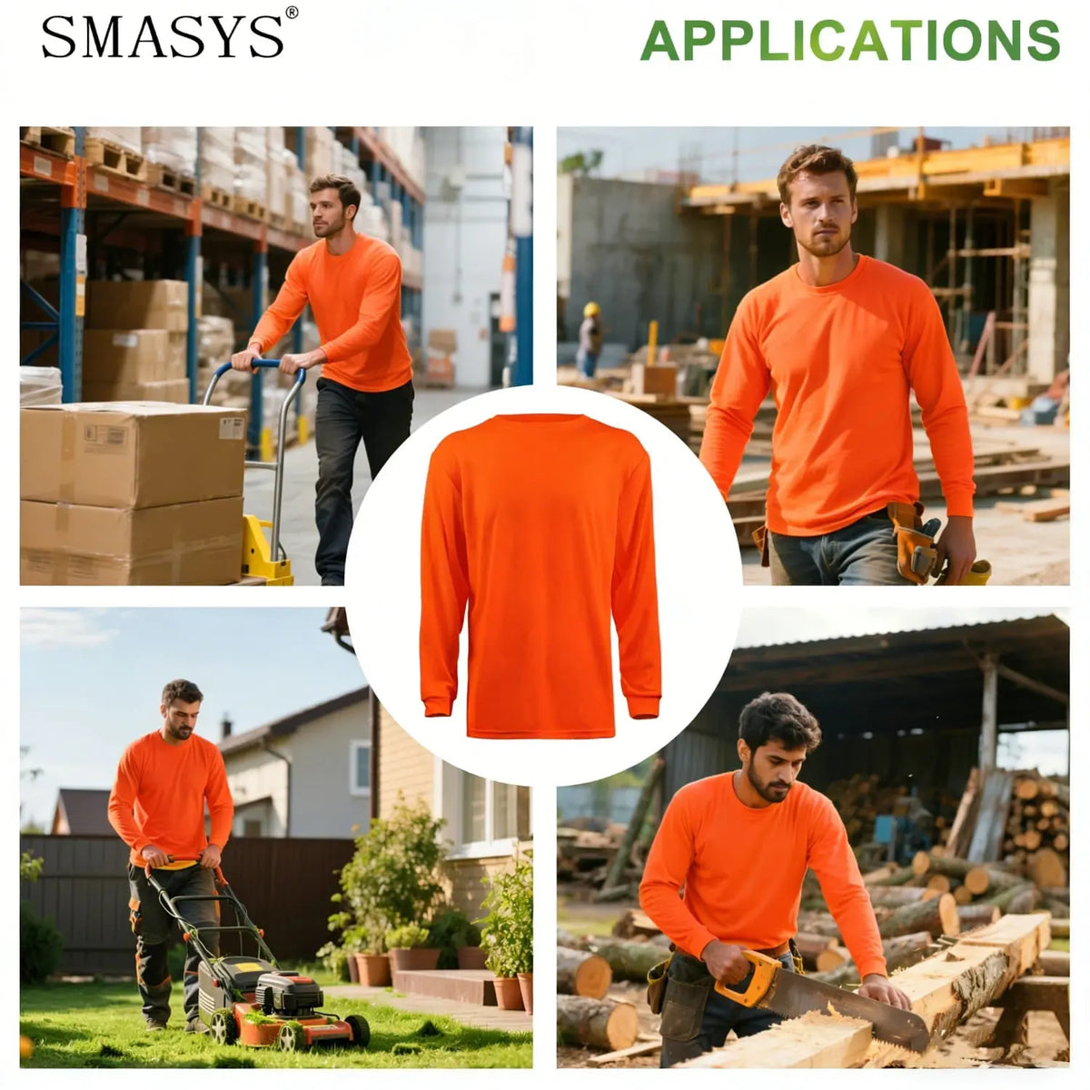 SMASYS Hi-Vis Safety Shirts, Long Sleeve Sweatshirts SMASYS Store
