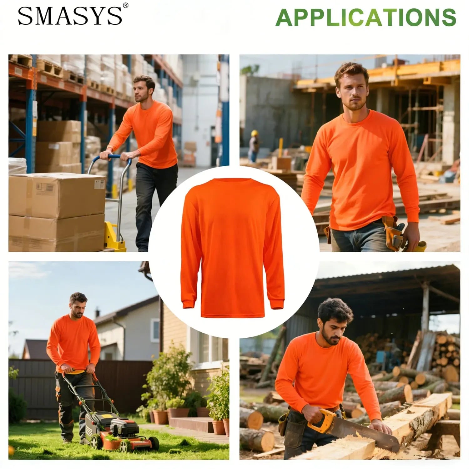 SMASYS Hi-Vis Safety Shirts, Long Sleeve Sweatshirts SMASYS Store