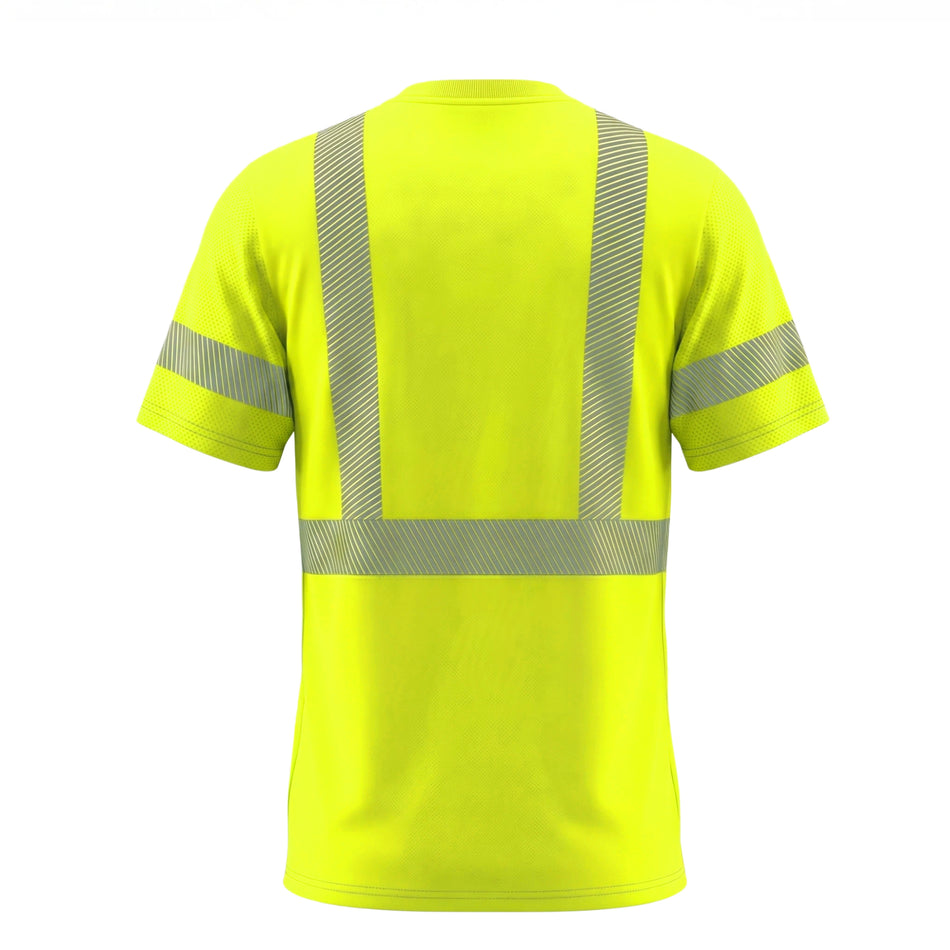 SMASYS Kurzarm-Sicherheits-T-Shirt mit silberfarbenem, schräg geschnittenem Reflexband