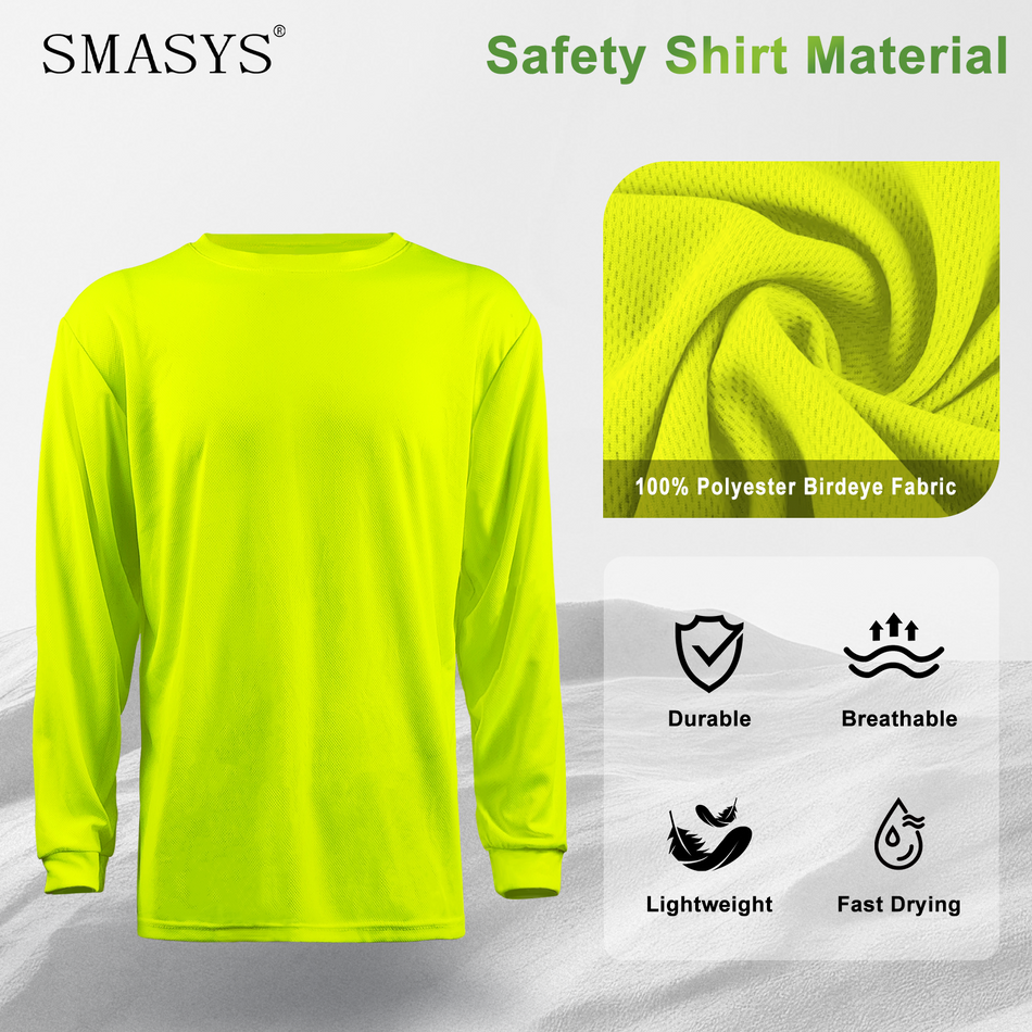 SMASYS Hivis Fluorescent Color Yellow Orange Safety T-shirt