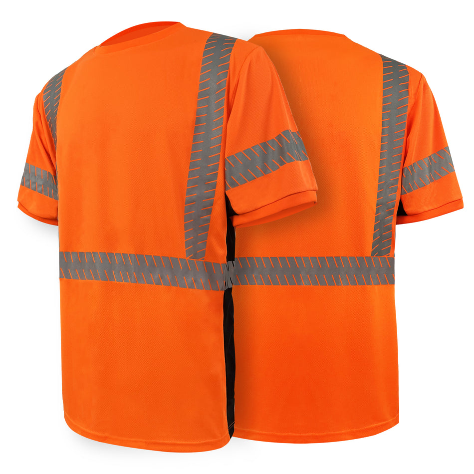 SMASYS Silver Slanted Carving Reflective Tape Shortsleeve Safety T Shirt
