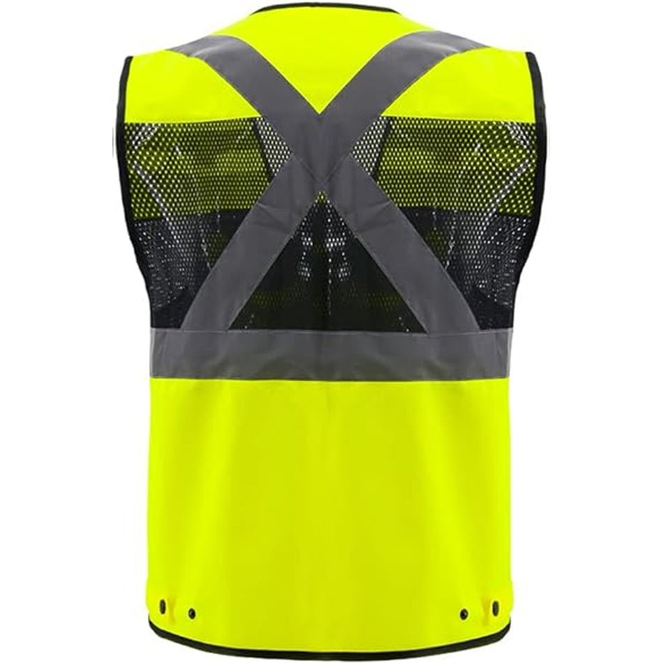 SMASYS Safety Vest with 7 Pockets, Zipper and Padded Neck, High Visibility Reflective Vest