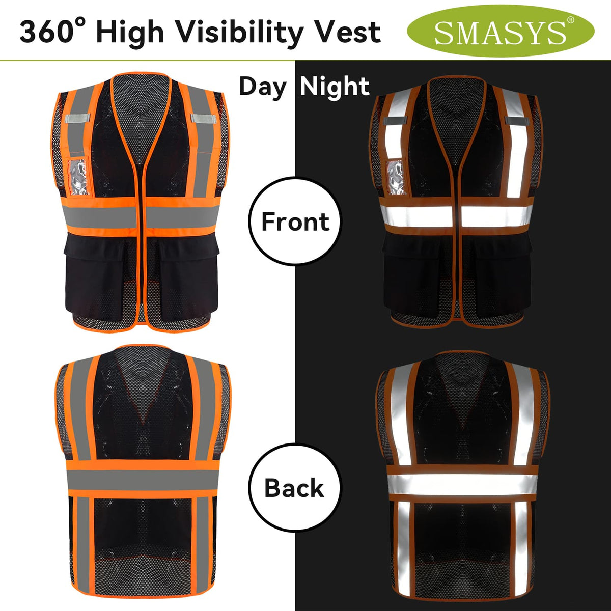 BLUE MOON High-Vis-Weste – Gelb & Orange, Reflektierend, Größen S–5XL, NEU