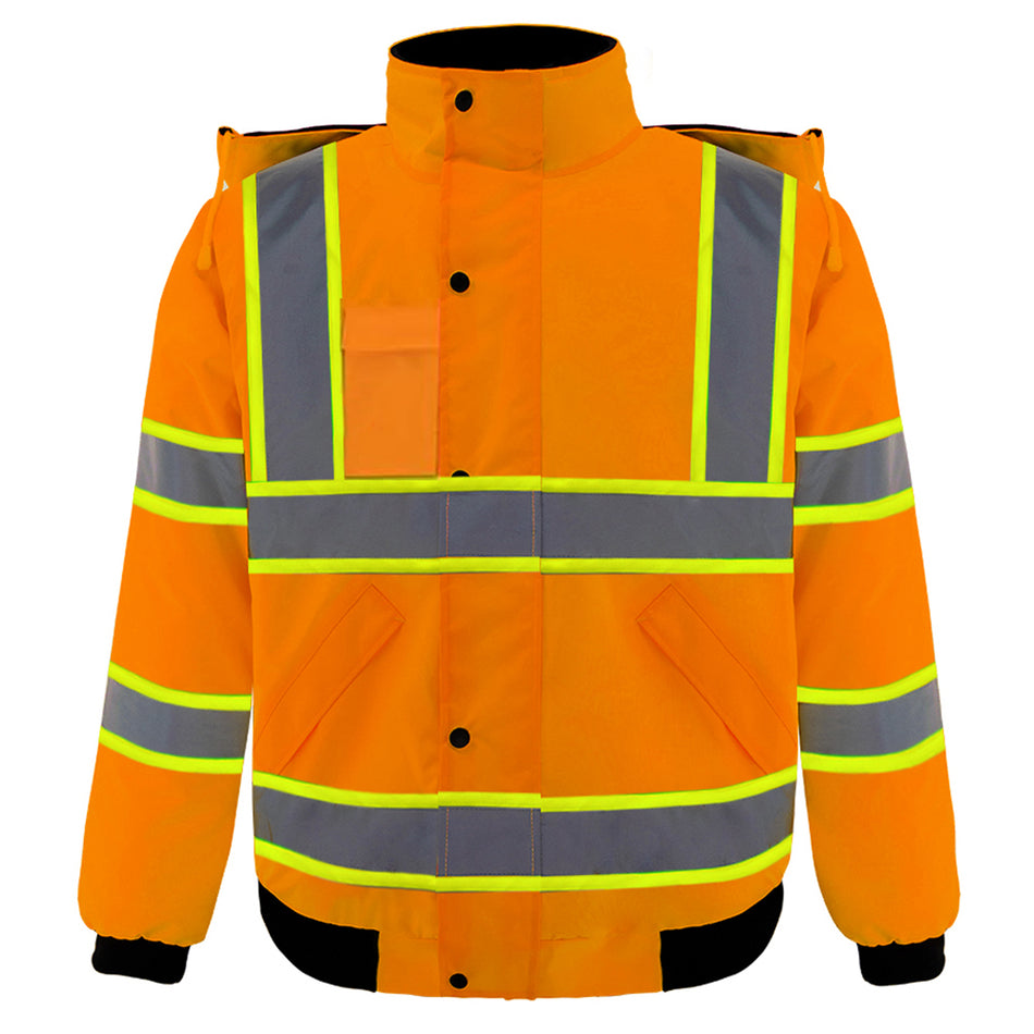 SMASYS Hi Vis Reflective Safety Winter Bomber Jacket Pink Yellow Orange