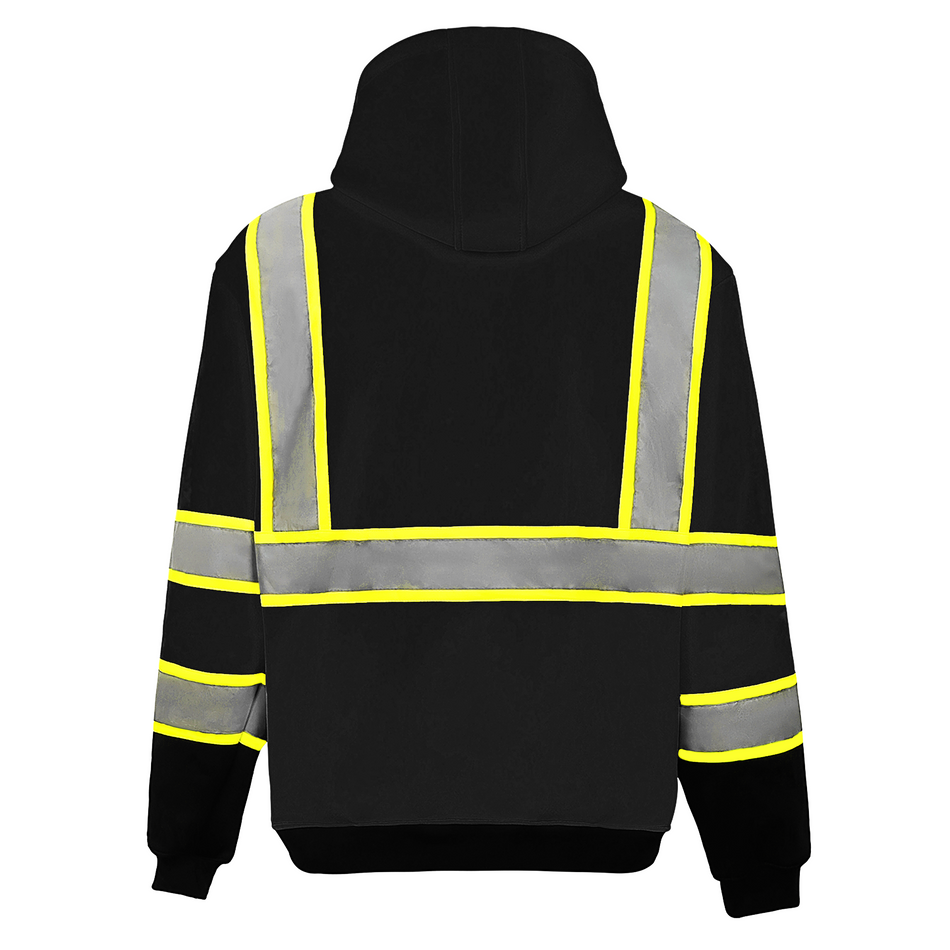 SMASYS Reflective Hoodie, Black Safety Sweatshirt with Hood
