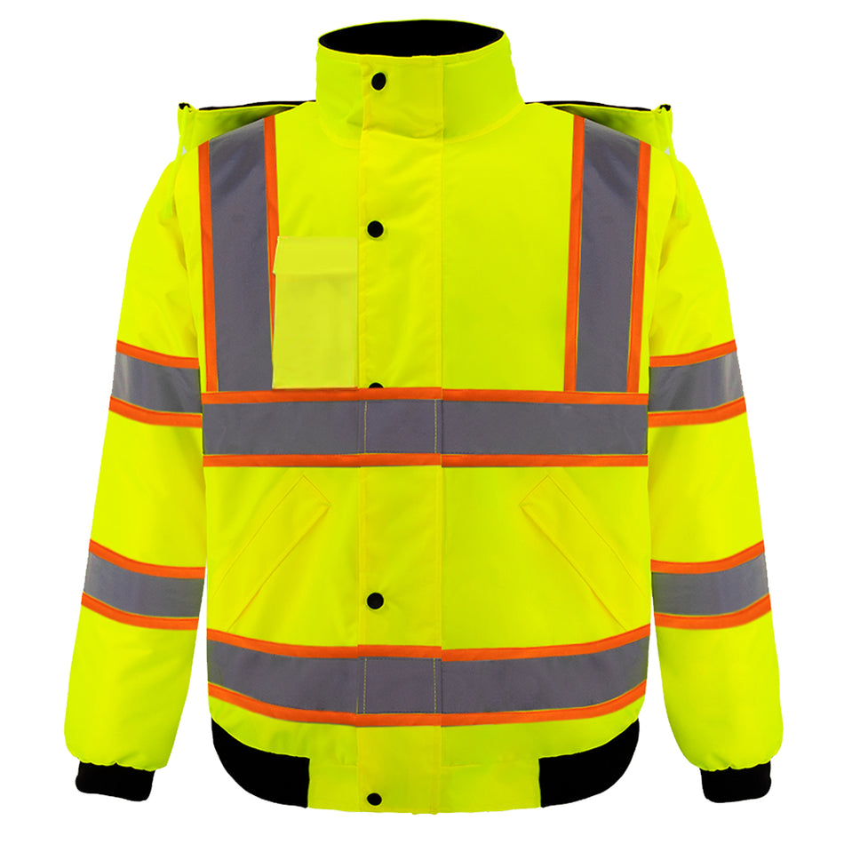 SMASYS Hi Vis Reflective Safety Winter Bomber Jacket Pink Yellow Orange