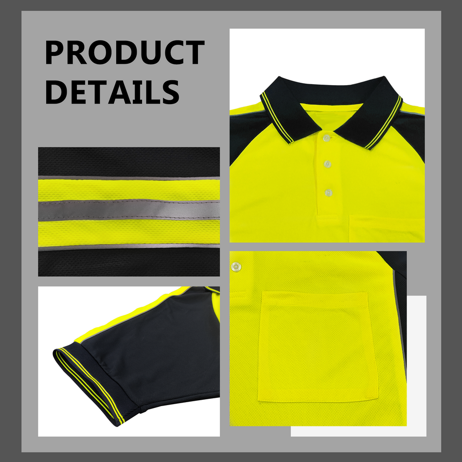 SMASYS Safety Polo Shirts High Visibility Reflective Cycling Shirts