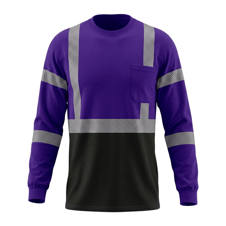 SMASYS Hi Viz Safety Shirt with Reflective Stripes & Black Bottom