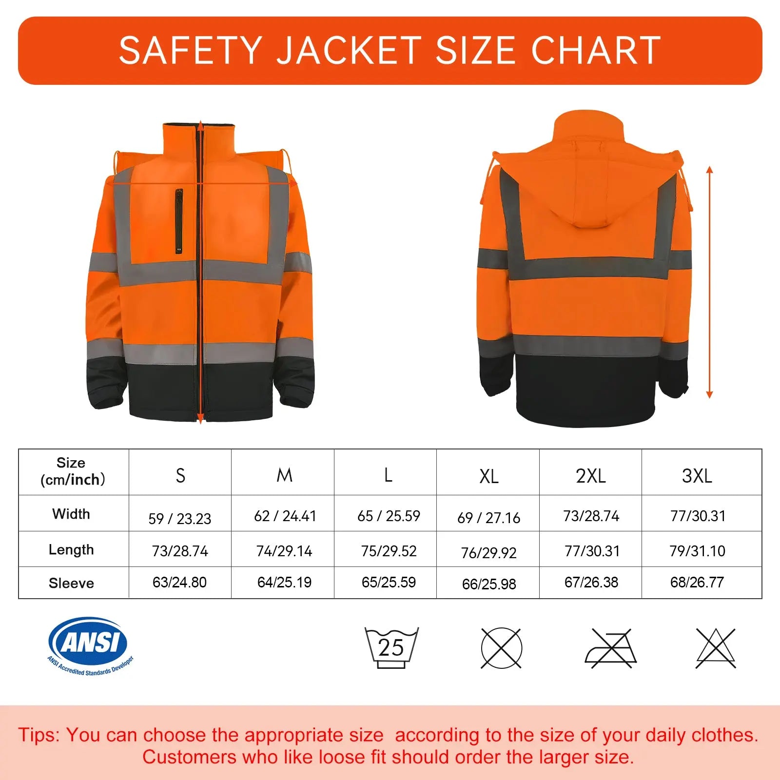 SMASYS Safety Reflective Stripe Softshell Hi Vis Jacket, ANSI