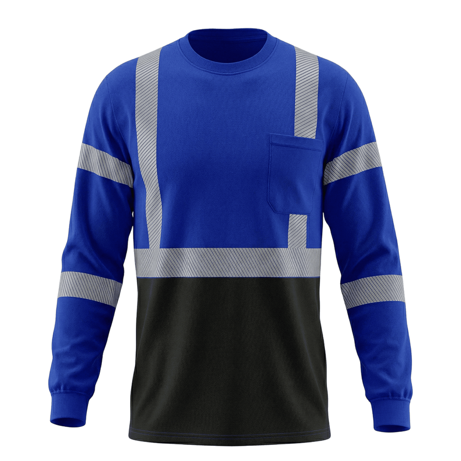 SMASYS Hi Viz Safety Shirt with Reflective Stripes & Black Bottom