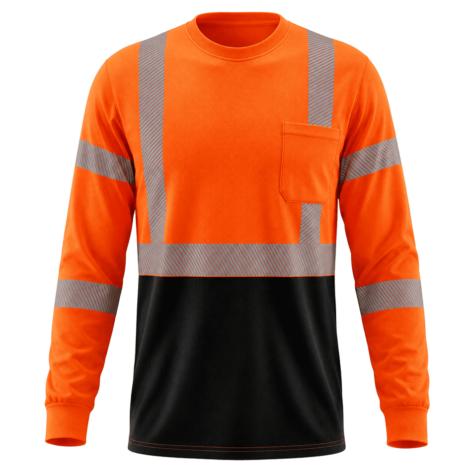 SMASYS Hi Viz Safety Shirt with Reflective Stripes & Black Bottom