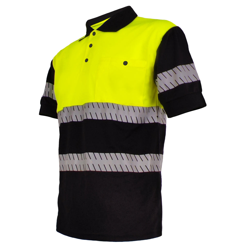 SMASYS Hi Vis Safety Polo T-Shirt for Men, Coolpass Safety Shirt with Pocket