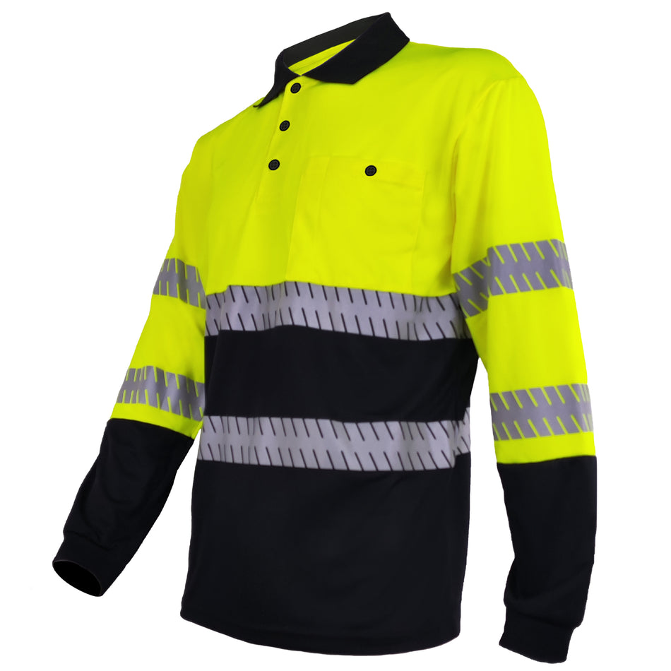 SMASYS Hochreflektierende Polo-Shirts mit Tasche, langärmlige Sicherheitsshirts