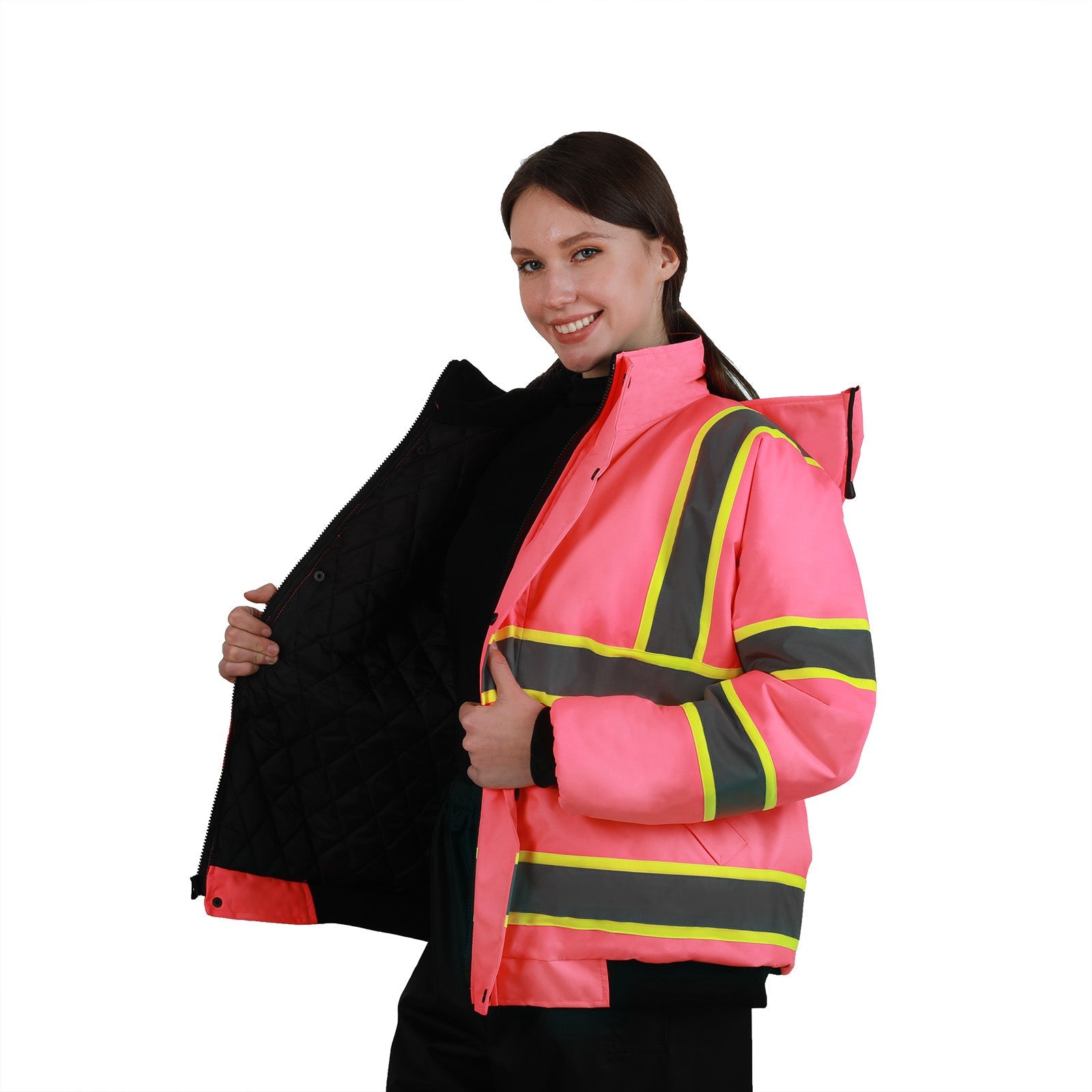 SMASYS Hi Vis Reflective Safety Jacket, Winter Bomber Jacket, ANSI