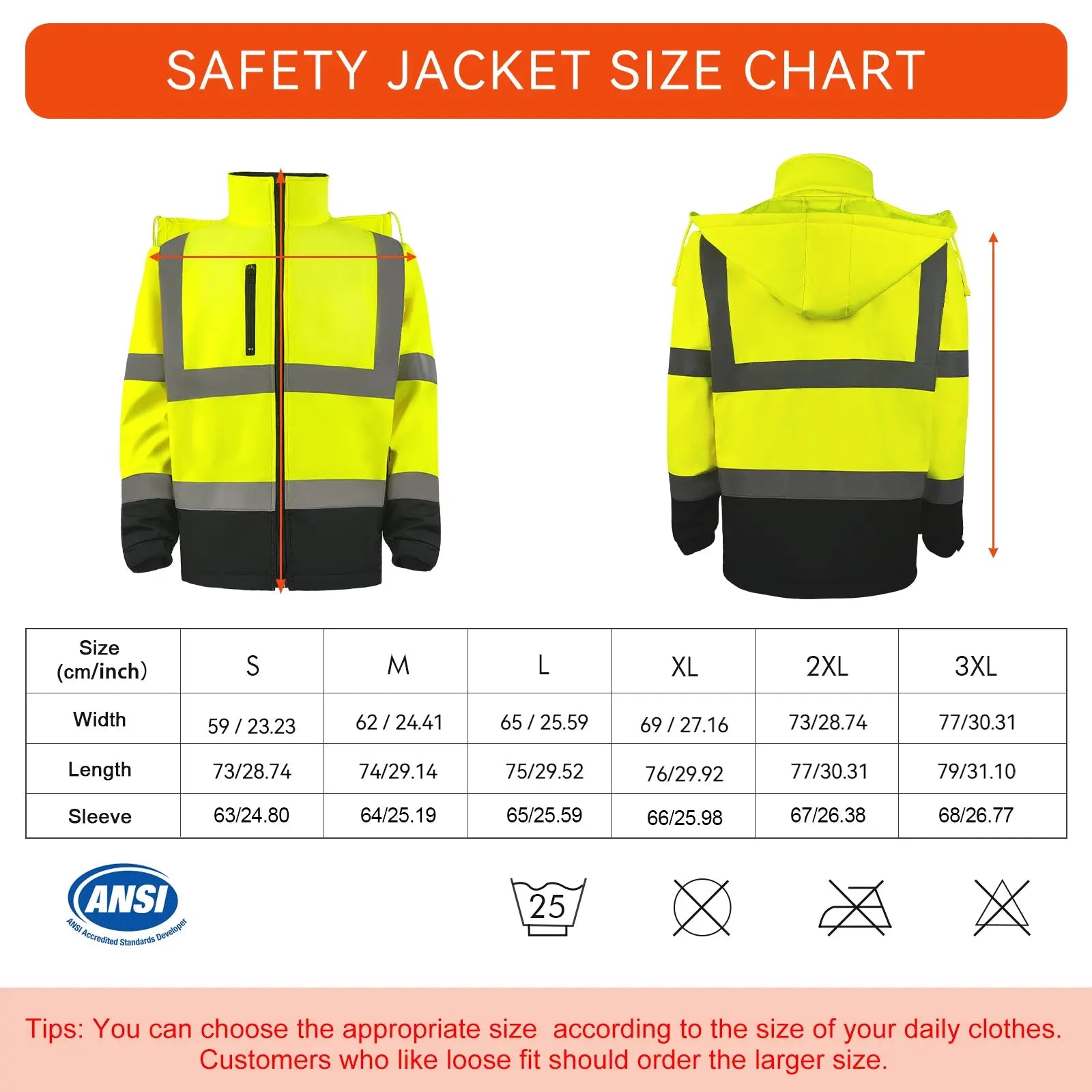 SMASYS Safety Reflective Stripe Softshell Hi Vis Jacket, ANSI