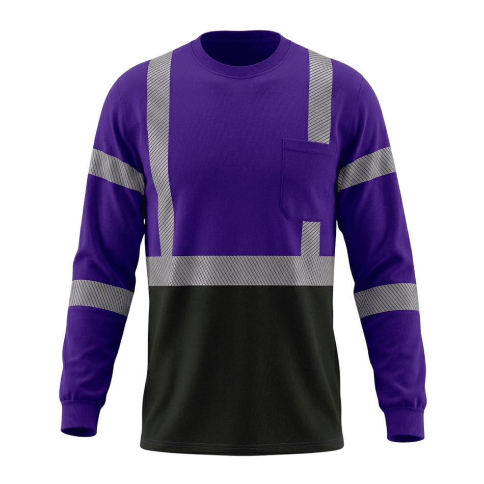 SMASYS Warnschutzshirt mit langen Ärmeln, reflektierender Tasche und schwarzem Saum
