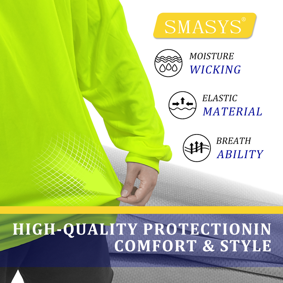 SMASYS Hi Vis Long Sleeve Breatheable Sweatshirts Pullover Hoodie