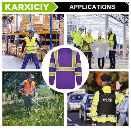 SMASYS Hi Vis Long Sleeve Safety Shirts Construction Dual-Tone Reflective Strips with Chest Pocket