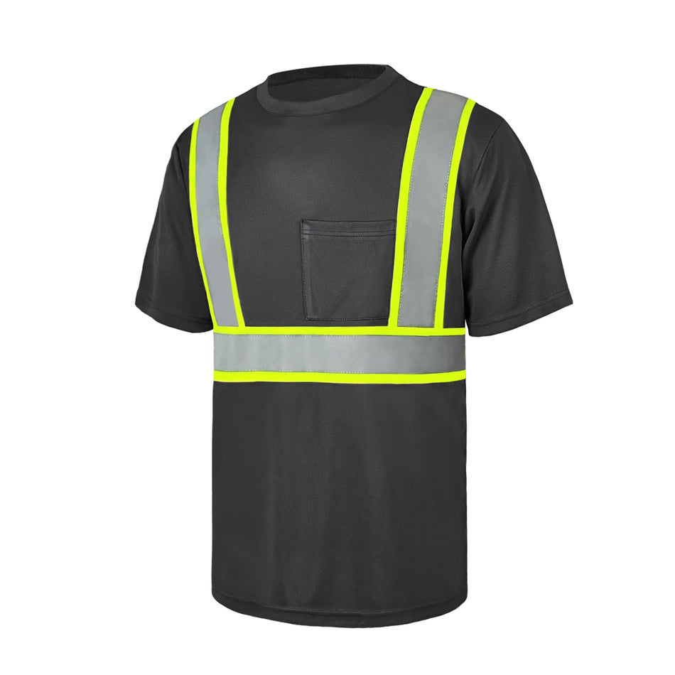 SMASYS Hi Vis Safety Shirts Construction Dual-Tone Reflective Strips T-Shirt