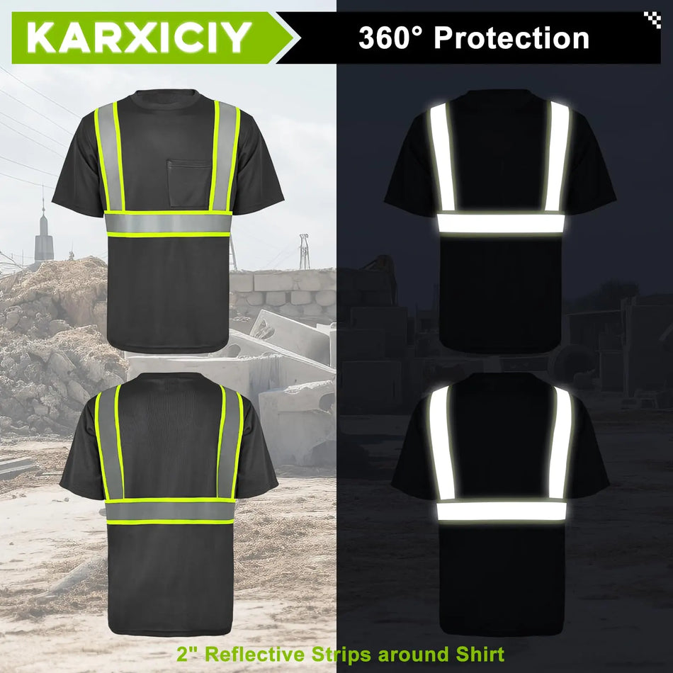 SMASYS Hi Vis Safety Shirts Construction Dual-Tone Reflective Strips T-Shirt SMASYS Store