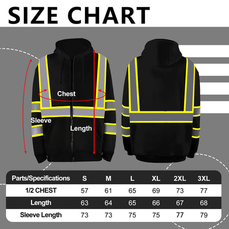 SMASYS Warm Fleece High Visibility Reflective Strips Black Hoodie SMASYS Store