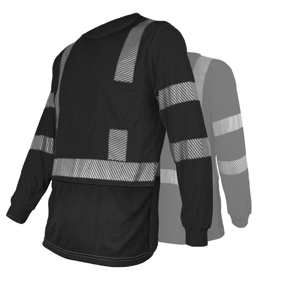 Chemise de sécurité haute visibilité SMASYS avec poche réfléchissante et fond noir 