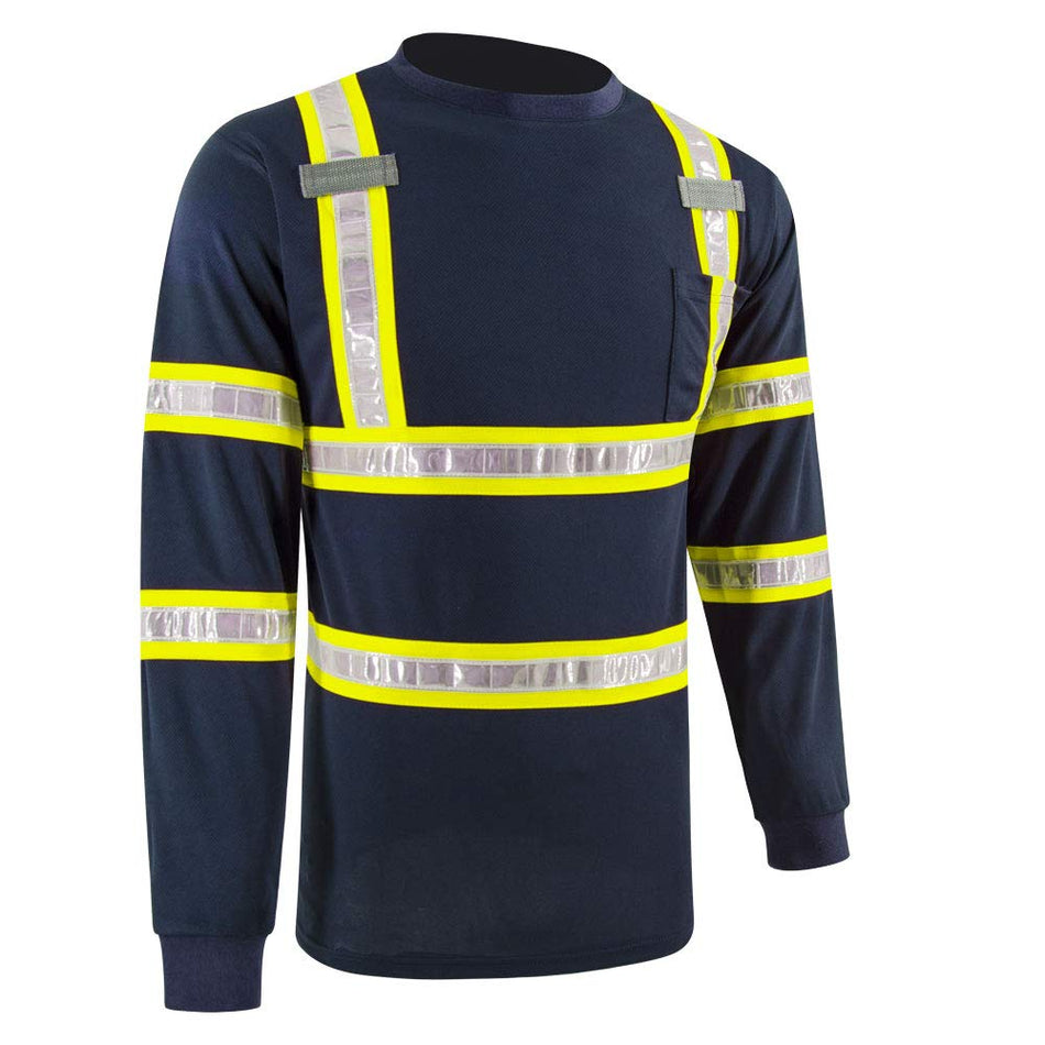 SMASYS High Visibility Safety Shirts Long Sleeve  Reflective Work Shirts
