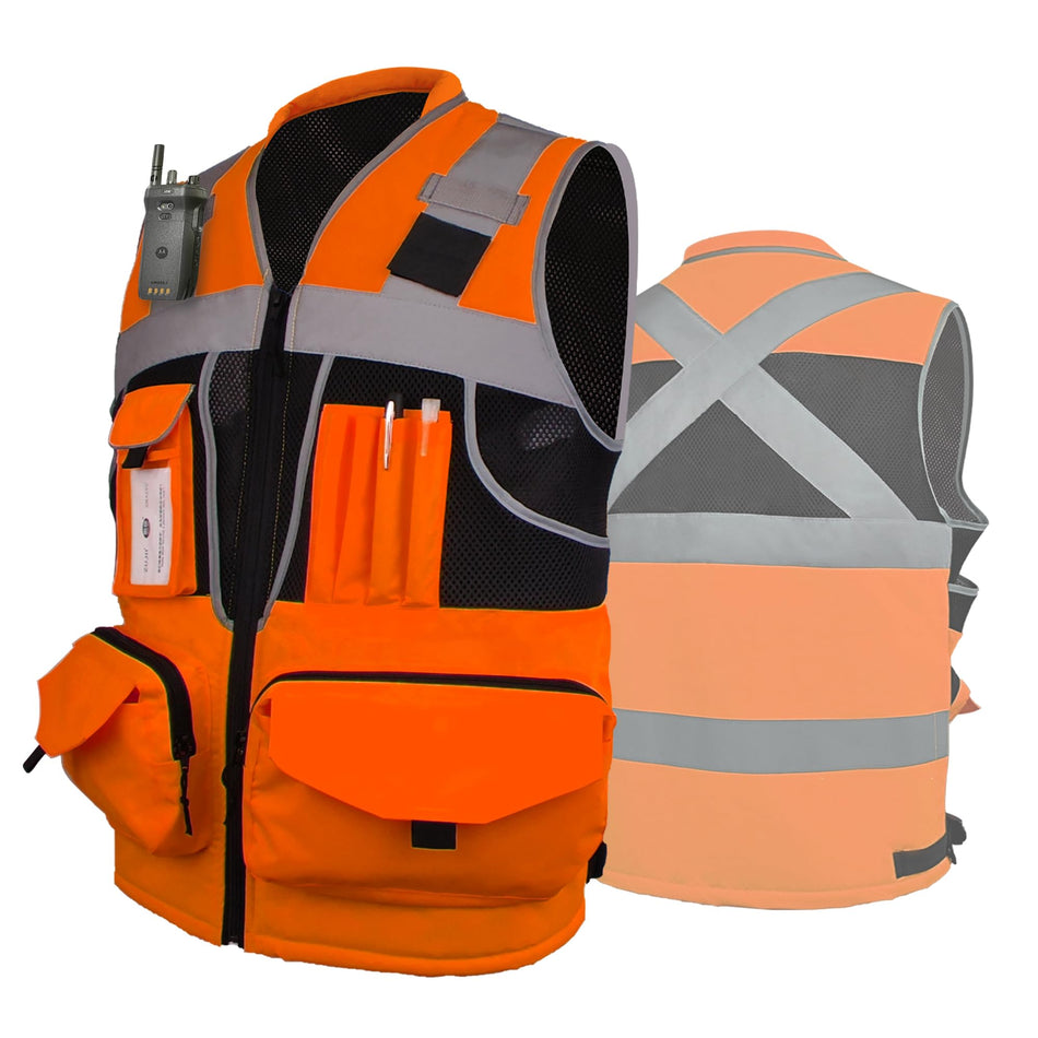 SMASYS High Visibility Surveyor Safety Vest, Reflective Vest with 10 Pockets