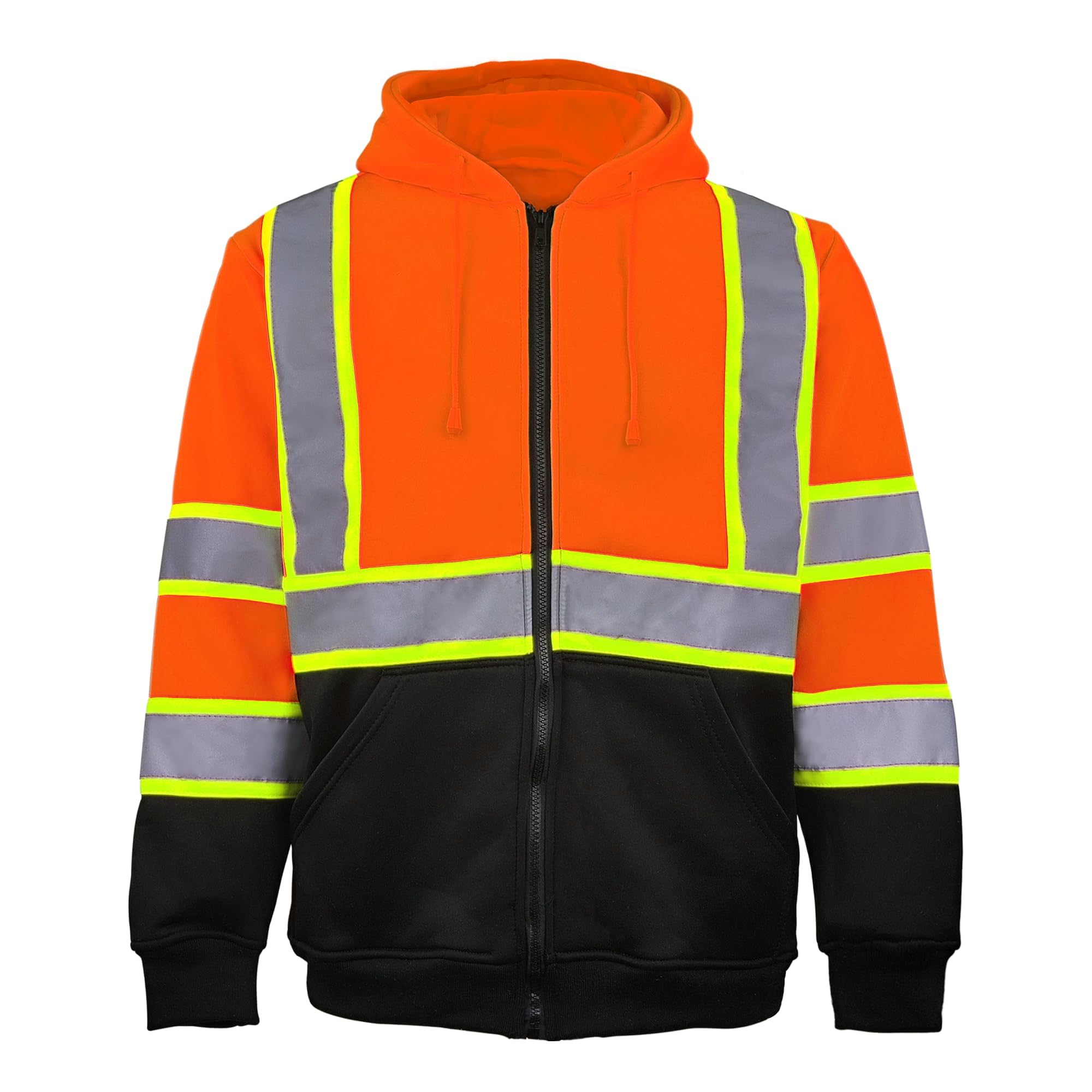SMASYS Warm Fleece High Visibility Reflective Strips Black Hoodie SMASYS Store