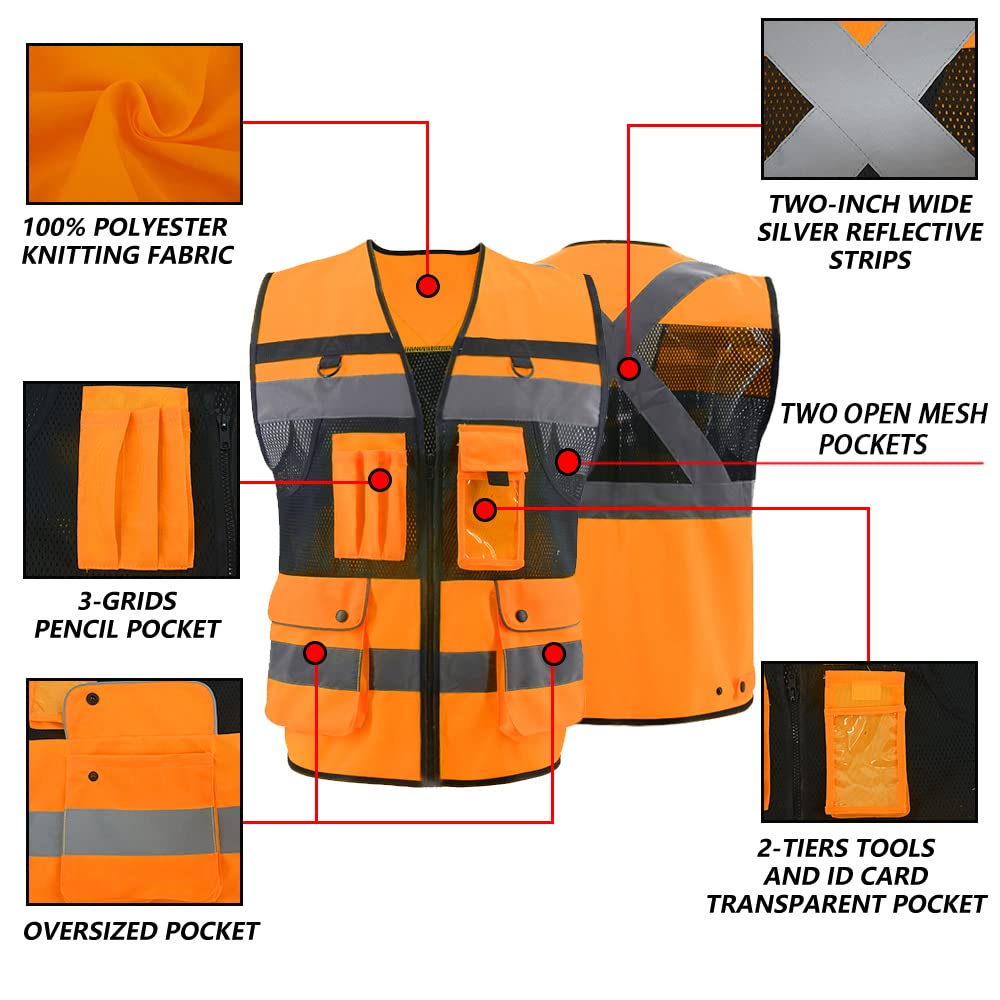 Details of orange safety vest 