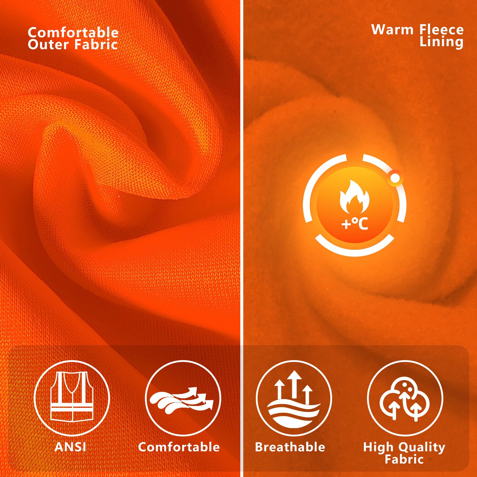 SMASYS Warm Fleece High Visibility Reflective Strips Black Hoodie SMASYS Store