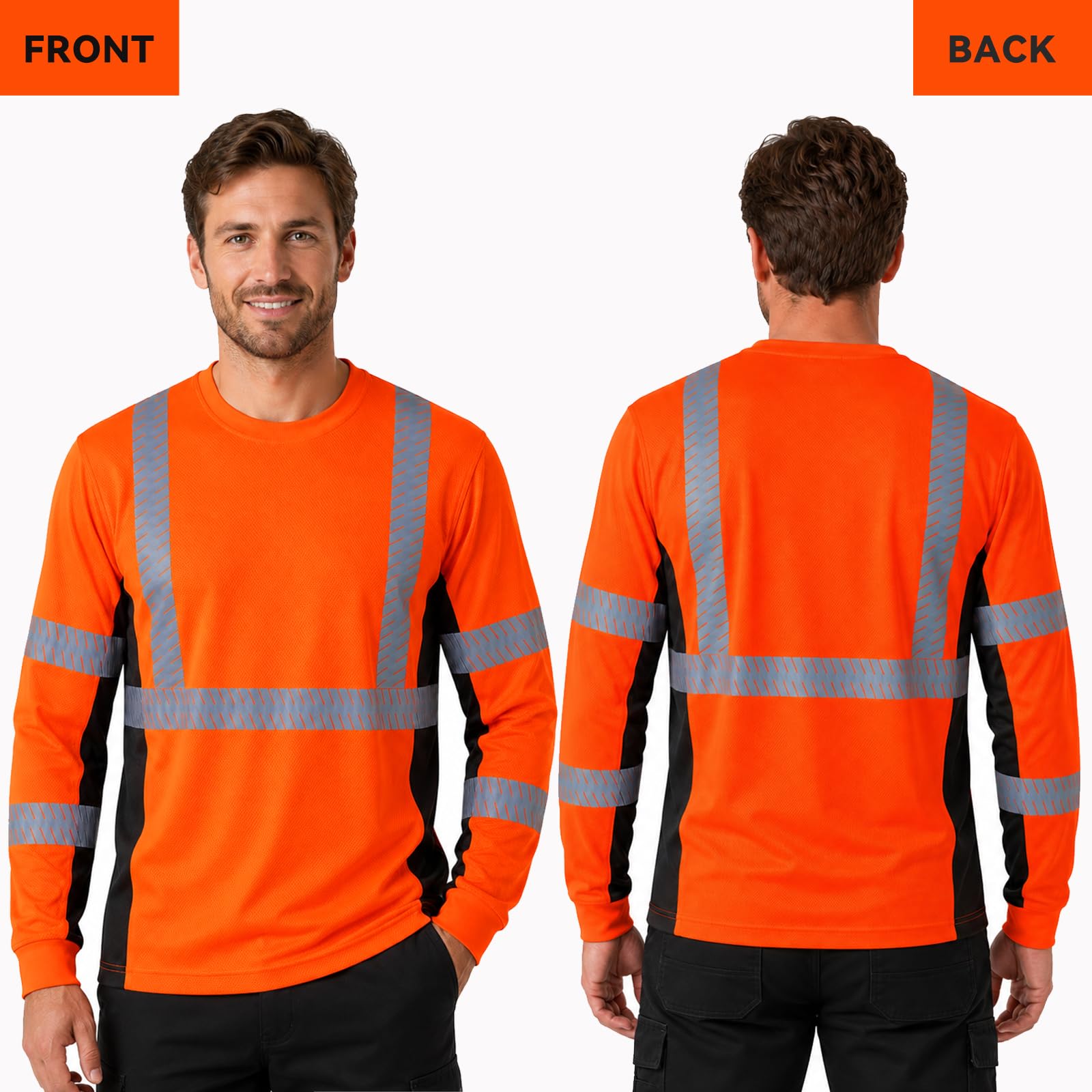 SMASYS Safety Shirts with Silver Slanted Carving Reflective Tape