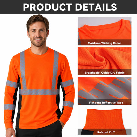 SMASYS Safety Shirts with Silver Slanted Carving Reflective Tape
