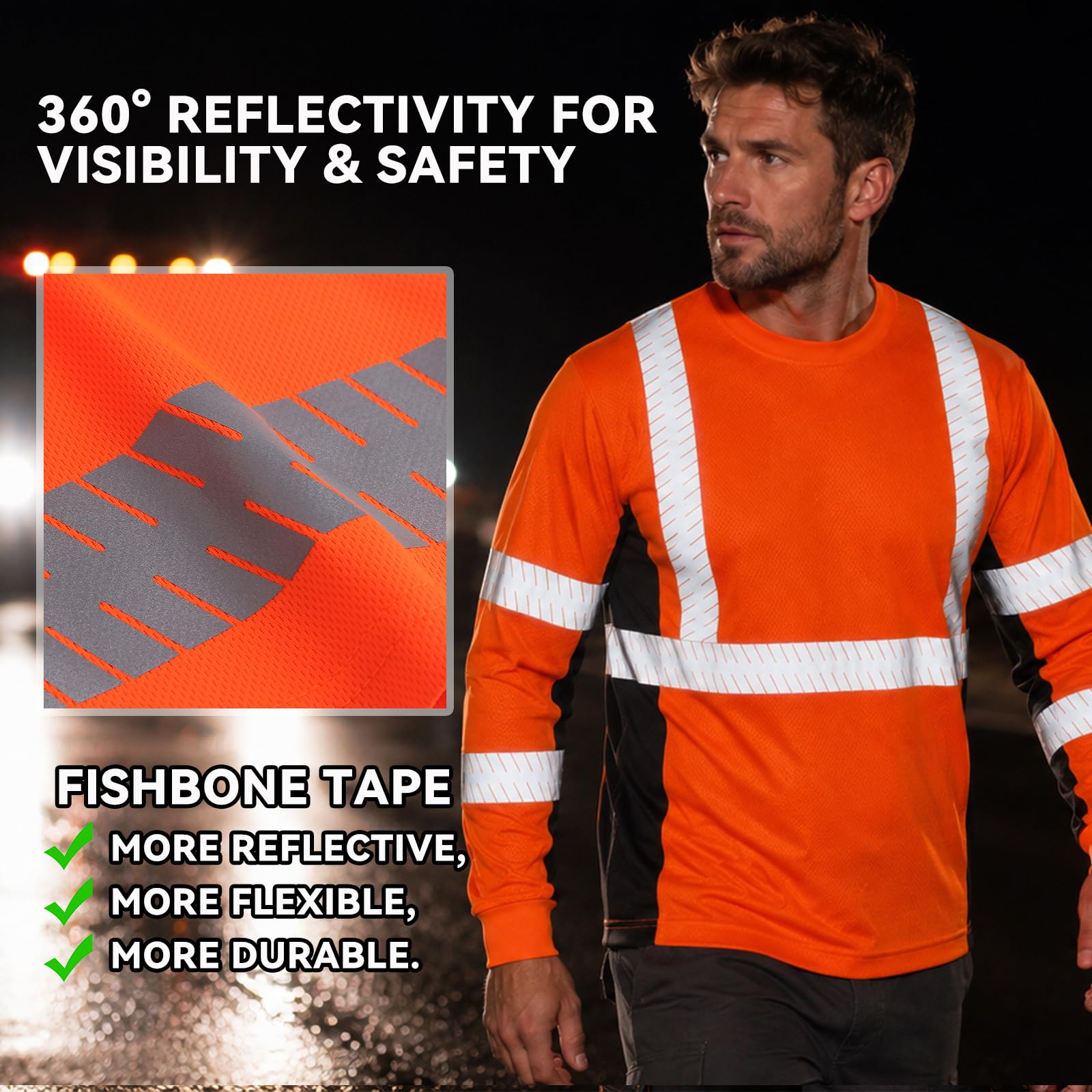 SMASYS Safety Shirts with Silver Slanted Carving Reflective Tape