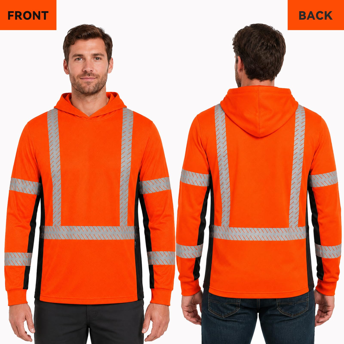 SMASYS Long-sleeve Safety Hoodie with Silver Slanted Carving Reflective Tape SMASYS Store