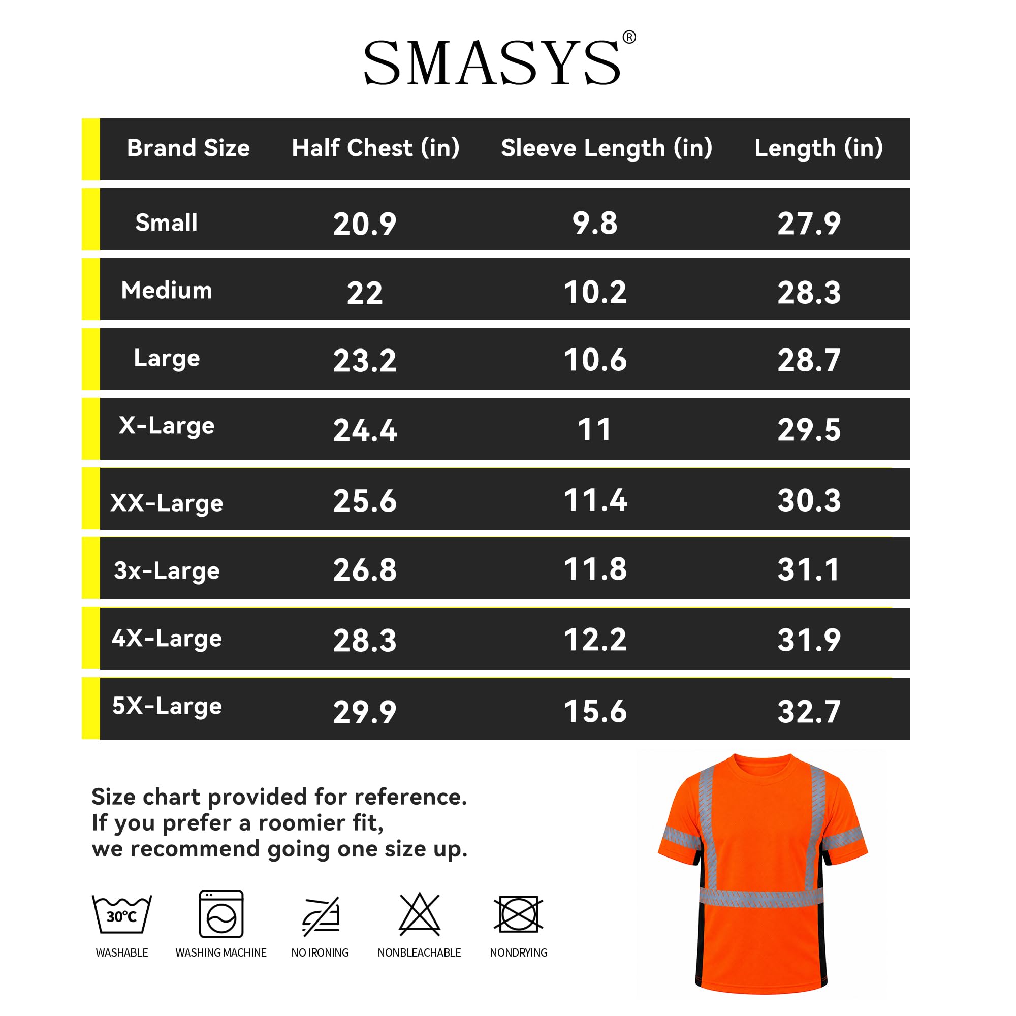 SMASYS Short-sleeve Safety T-Shirt with Silver Slanted Carving Reflective Tape