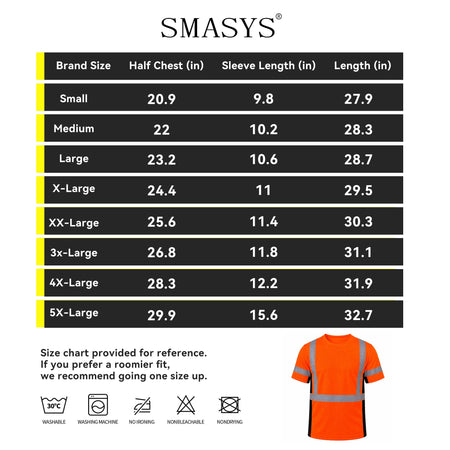 SMASYS Short-sleeve Safety T-Shirt with Silver Slanted Carving Reflective Tape